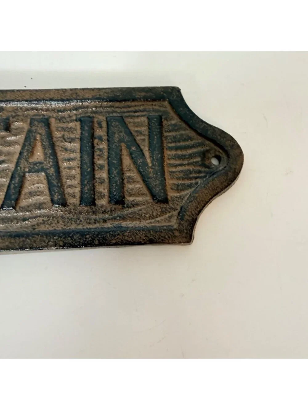 Vintage Cast Iron Captain Sign Nautical Wall Plaque Rustic Decor